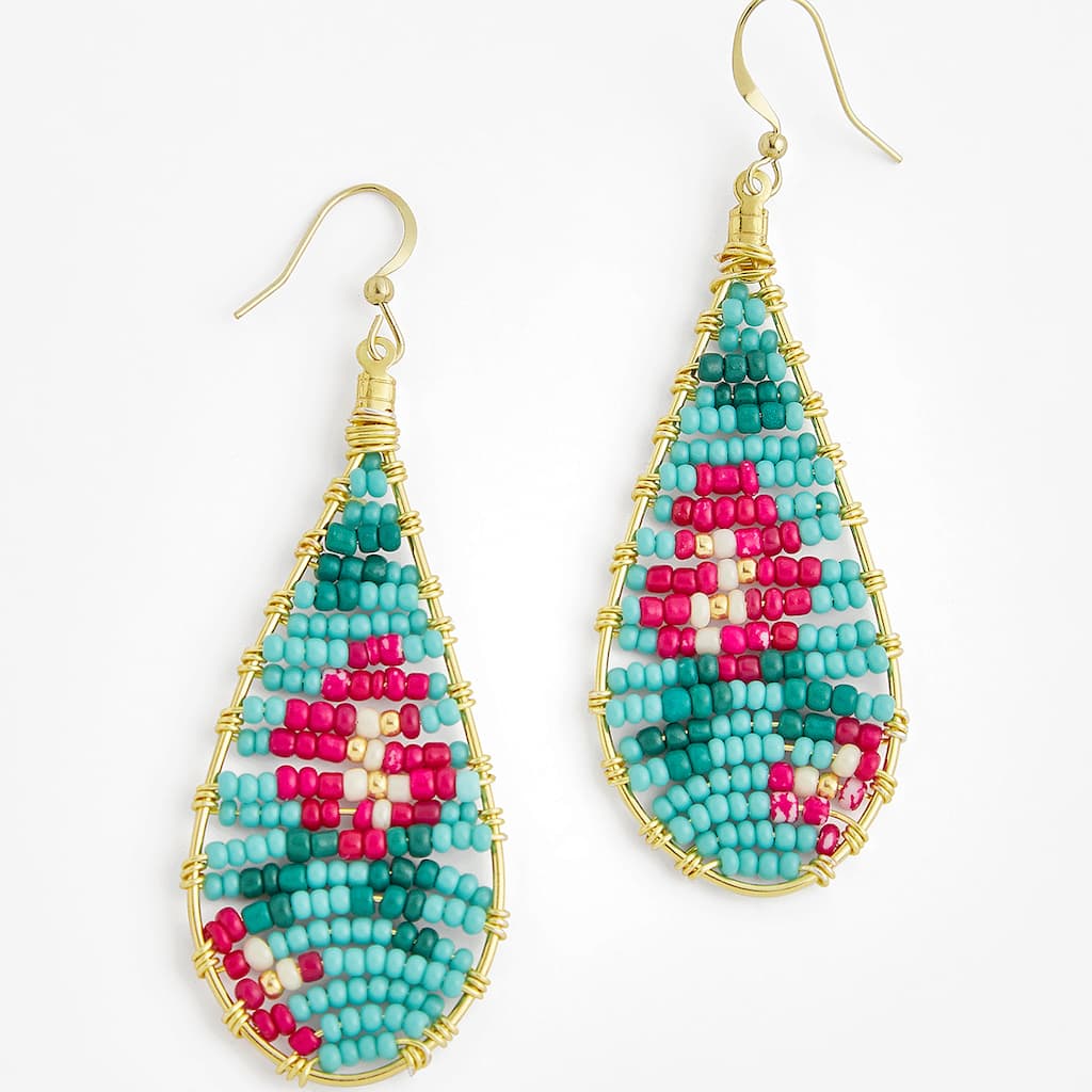 Seed Bead Flower Earrings